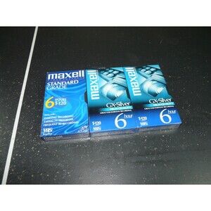 Maxwell Standard / GX Silver Grade VHS Blank Tape T-120 6 Hour - Lot of 3 - NEW